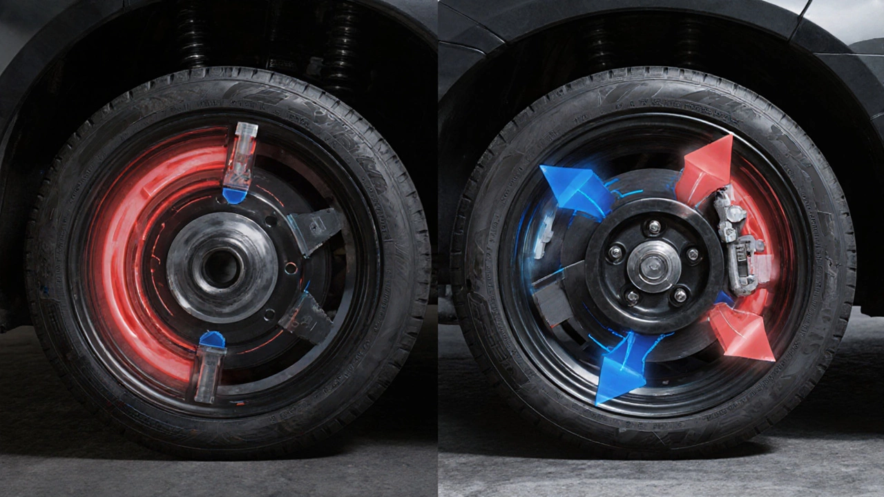 Technical cross-section showing increased stress on wheel bearings due to 15mm wheel spacers with force vectors.