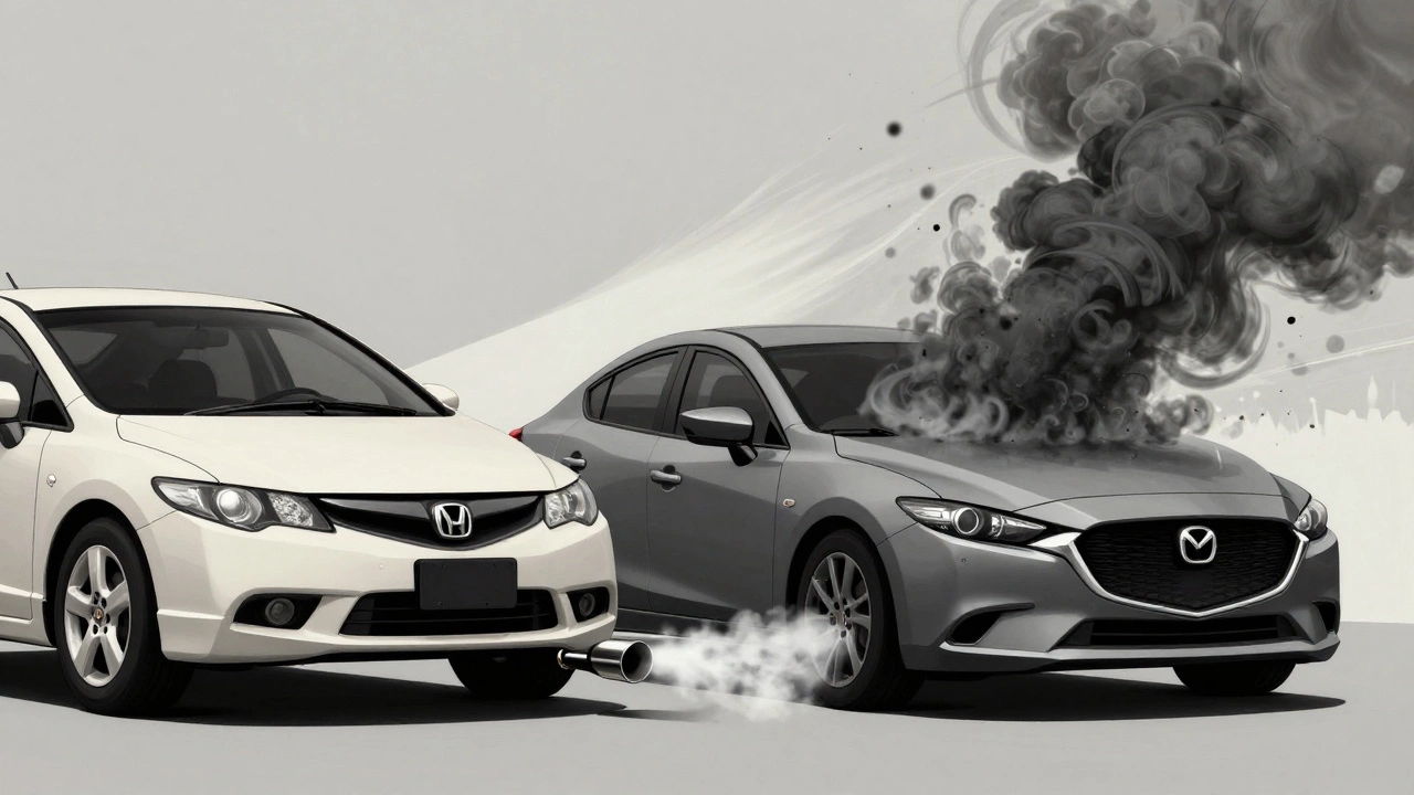 Side-by-side comparison of stock and oversized exhaust systems, illustrating efficient versus turbulent exhaust flow.