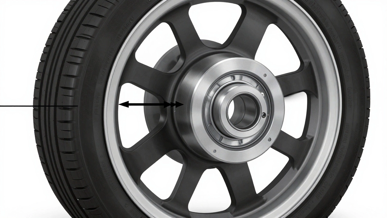 Technical cutaway view of a wheel hub with a spacer showing how forces transfer through the assembly.