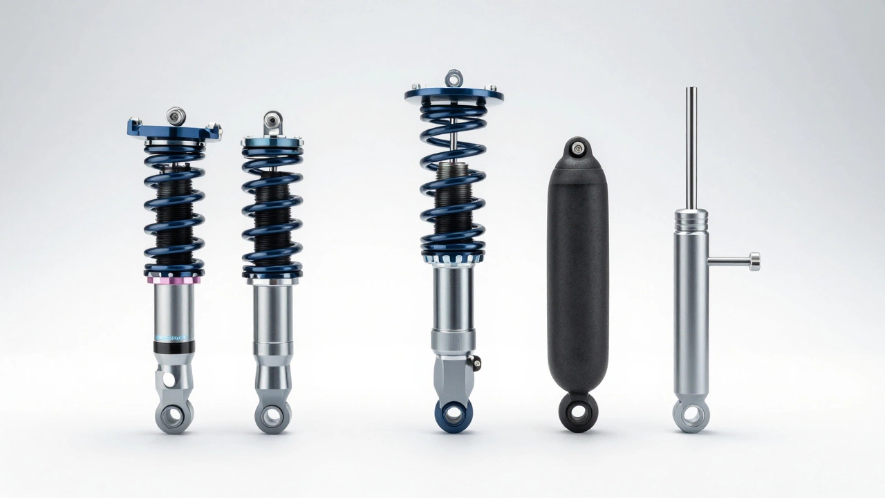 Comparison of professional lowering springs, coilovers, and air suspension.