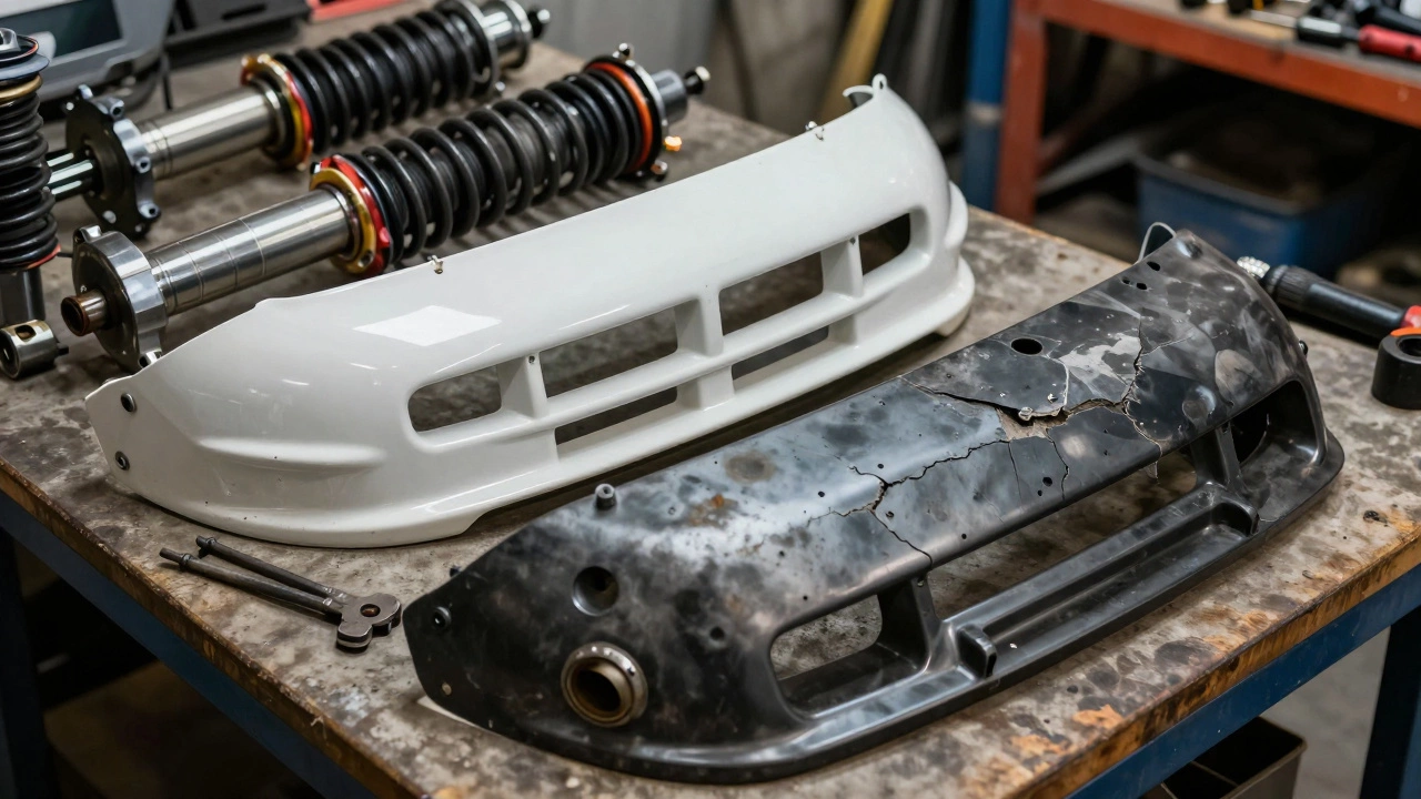 Factory car parts vs worn aftermarket body kit pieces