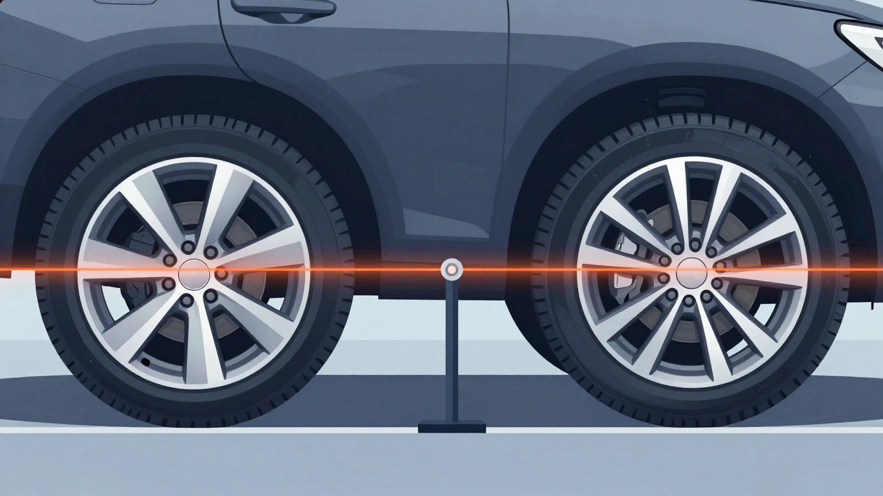 Visualizing wheel alignment changes after lowering car