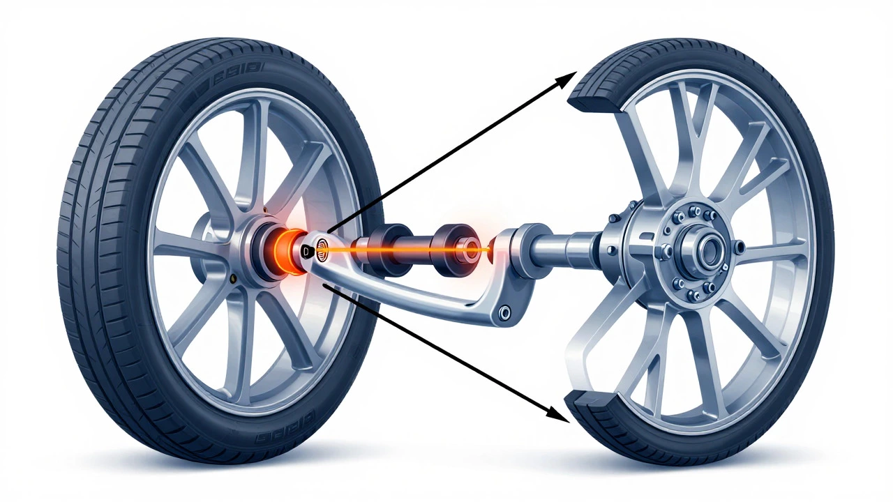 Technical diagram showing leverage forces and stress on wheel spacers