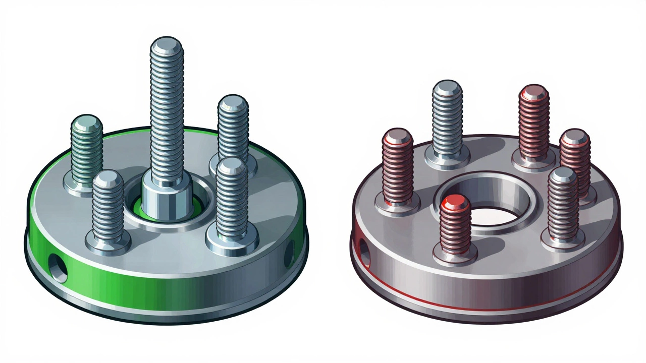 Visual comparison showing safe bolt-on versus risky slip-on wheel spacers