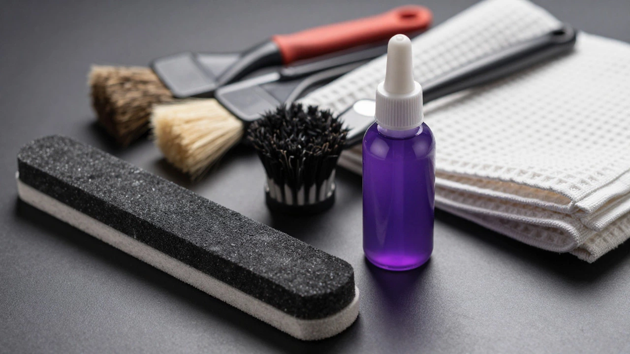 Clay bar, brushes, and cleaners for detailed car care