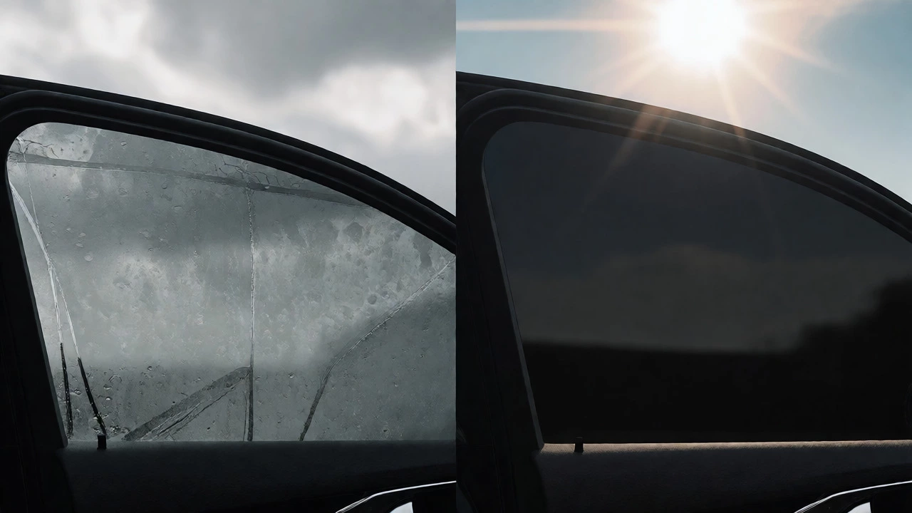 Comparison of milky uncured tint versus clear, dark cured tint